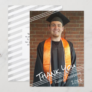 Graduate Hand Lettered Thank You One Photo Card
