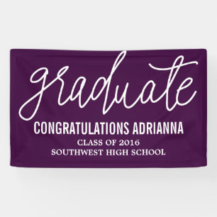 Graduate Handwritten Script Congratulations Purple Banner