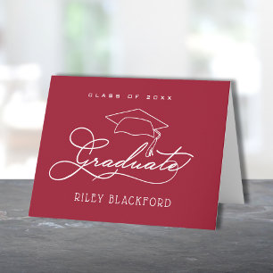 Graduate Hat Crimson Note Card