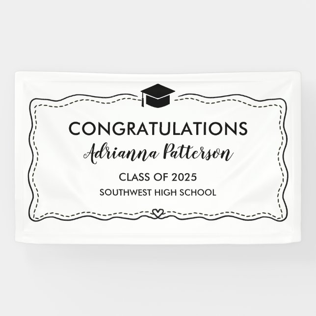 Graduate Hat Modern Congratulations Simple Banner (Horizontal)