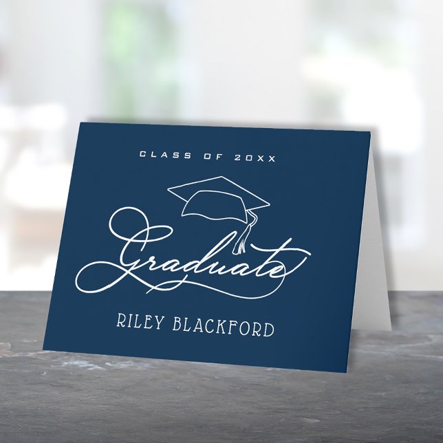 Graduate Hat Navy Blue Note Card (Creator Uploaded)