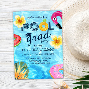 Graduate High School Senior Pool Graduation Party Invitation