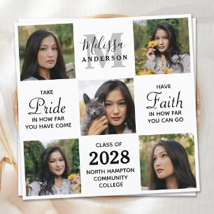 Graduate Inspirational 5 Photo Collage Graduation Invitation