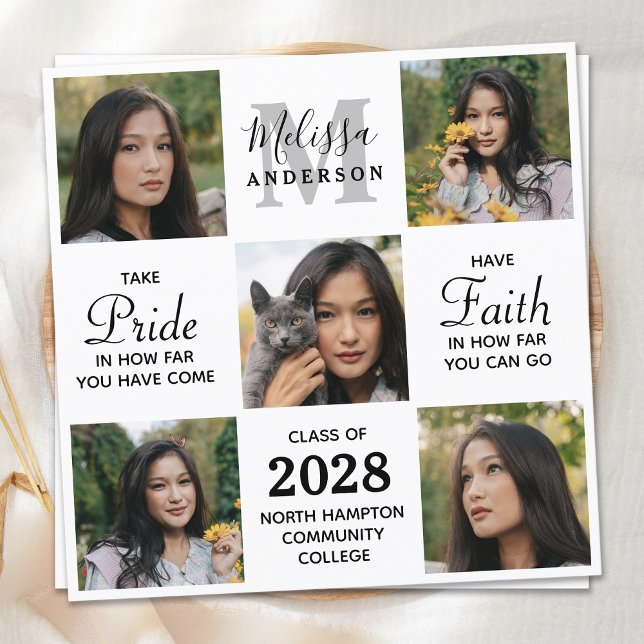 Graduate Inspirational 5 Photo Collage Graduation Invitation (Creator Uploaded)