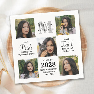 Graduate Inspirational 5 Photo Collage Graduation Napkin