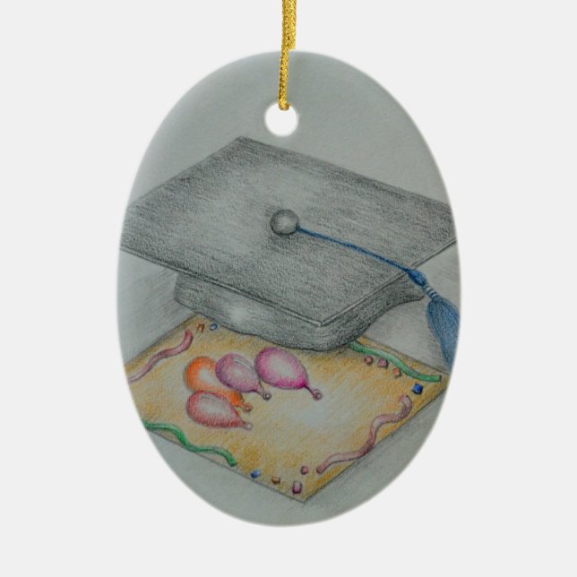 graduate invitation ceramic tree decoration (Front)