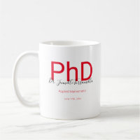 Graduate Keepsake Black Red Name PhD Graduation