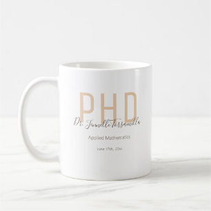 Graduate Keepsake Neutrals Brown Name Degree PhD Coffee Mug