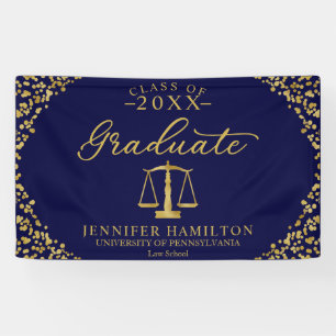 Graduate Law School Blue Gold Graduation Banner