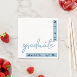 Graduate Light Blue Robin Egg Brush Script Napkin