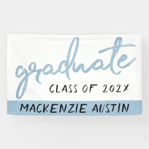 Graduate Light Blue Script Robin Egg Brush Banner