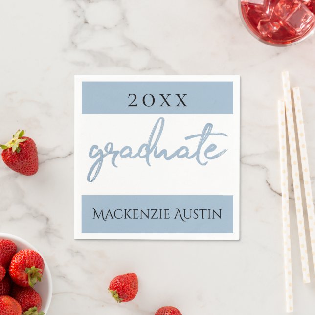 Graduate Light Blue Script | Robin Egg Brush Napkin (Insitu)