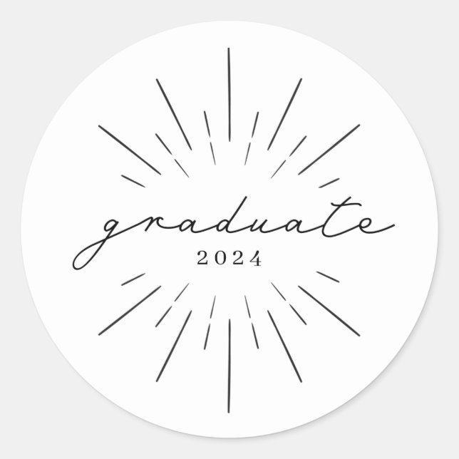 Graduate Line Art Class Of Graduation Classic Roun Round Sticker (Front)