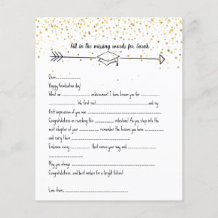 Graduate Mad Libs & Advice gold confetti Flyer