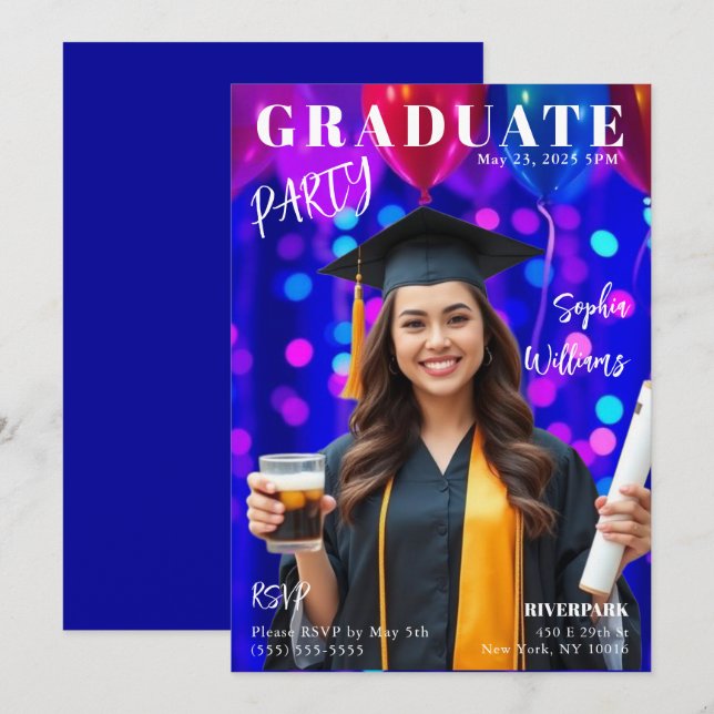 Graduate Magazine Cover  Invitation (Front/Back)