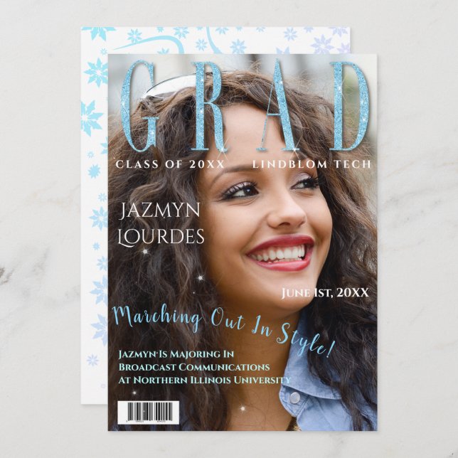 Graduate Magazine Cover Photo Graduation  Announce Announcement (Front/Back)