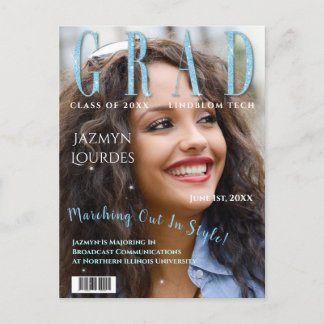 Graduate Magazine Cover Photo Graduation  Announce Postcard