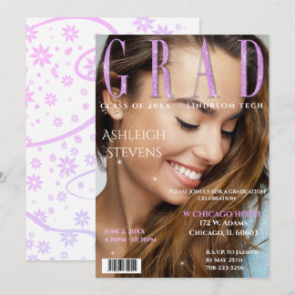 Graduate Magazine Cover Photo Graduation Party Inv Invitation
