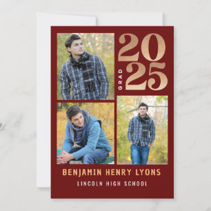 Graduate Maroon Class of 2025 Printable Invitation
