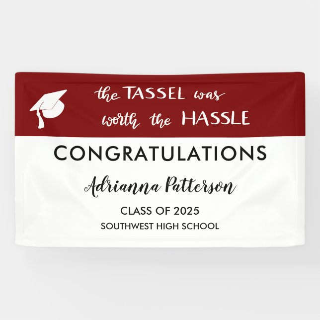 Graduate Maroon | The Tassel Was Worth The Hassle Banner (Horizontal)