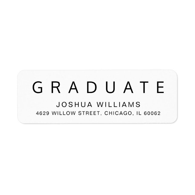 Graduate Minimalist Black and White Return Address (Front)