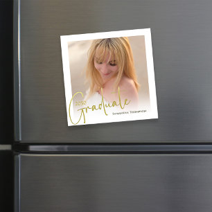 Graduate Minimalist Gold Script Photo Magnetic