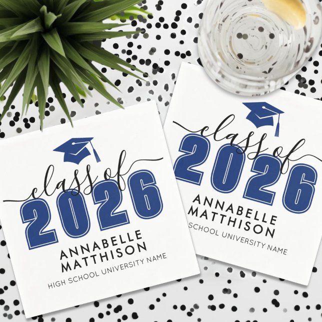 Graduate Modern Blue Graduation Napkin (Graduate Modern Blue Graduation Napkins)