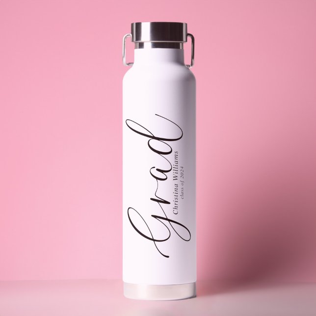 Graduate Modern Elegant Script Graduation Water Bottle (Graduate Modern Elegant Script Graduation Water Bottle)