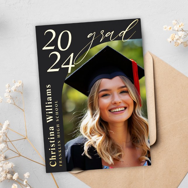 Graduate Modern Elegant Senior Photo Graduation (Graduate Modern Elegant Senior Photo Graduation Foil Invitation)