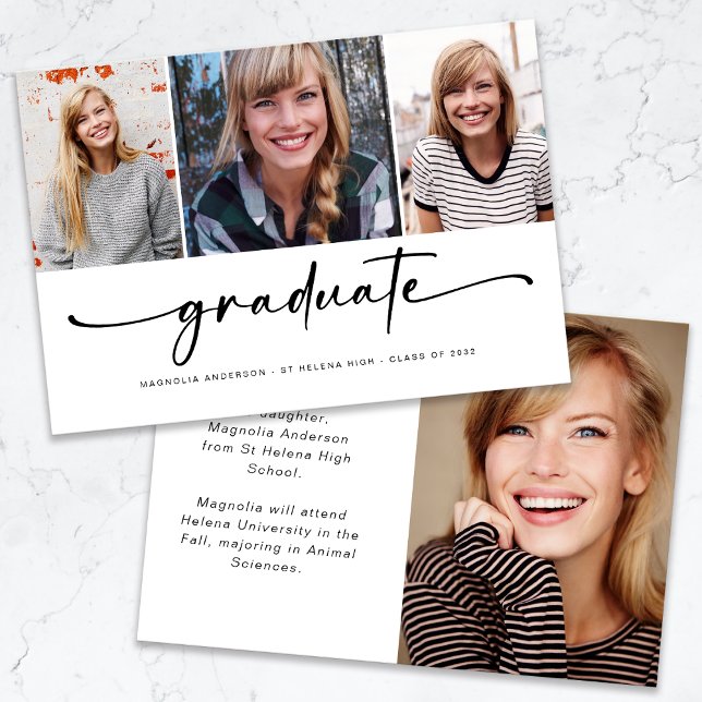 Graduate Modern Four Photo Graduation Announcement (Creator Uploaded)