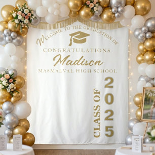 Graduate Modern Gold Script Black Graduation Tapestry