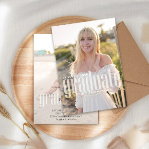 Graduate Modern Minimalist Photo Trendy Script Announcement