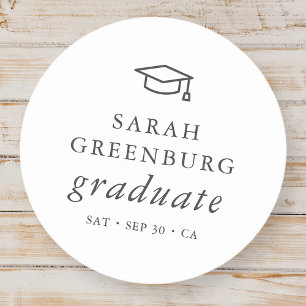 Graduate Modern Minimalist Simple Chic Graduation Classic Round Sticker