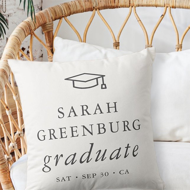 Graduate Modern Minimalist Simple Chic Graduation Cushion (Creator Uploaded)