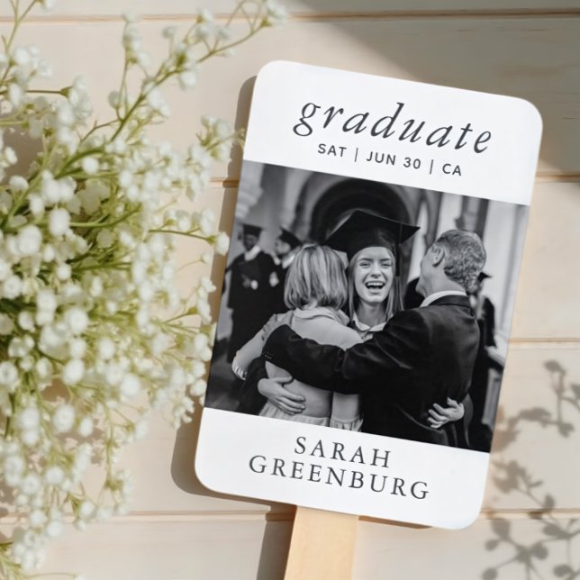 Graduate Modern Minimalist Simple Chic Graduation Hand Fan (Creator Uploaded)