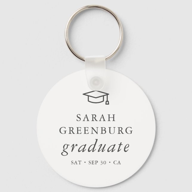 Graduate Modern Minimalist Simple Chic Graduation Key Ring (Front)