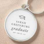 Graduate Modern Minimalist Simple Chic Graduation Key Ring<br><div class="desc">Design is composed of serif typography on a simple background. 

Available here:
http://www.zazzle.com/store/selectpartysupplies</div>