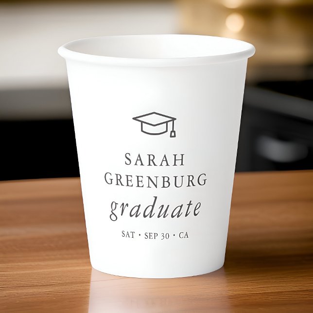 Graduate Modern Minimalist Simple Chic Graduation Paper Cups (Creator Uploaded)
