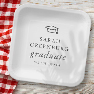 Graduate Modern Minimalist Simple Chic Graduation Paper Plate