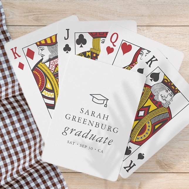 Graduate Modern Minimalist Simple Chic Graduation Playing Cards (Creator Uploaded)