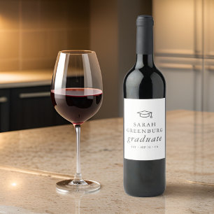 Graduate Modern Minimalist Simple Chic Graduation Wine Label