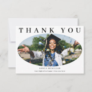 Graduate Modern Oval Photo Graduation Thank You Card