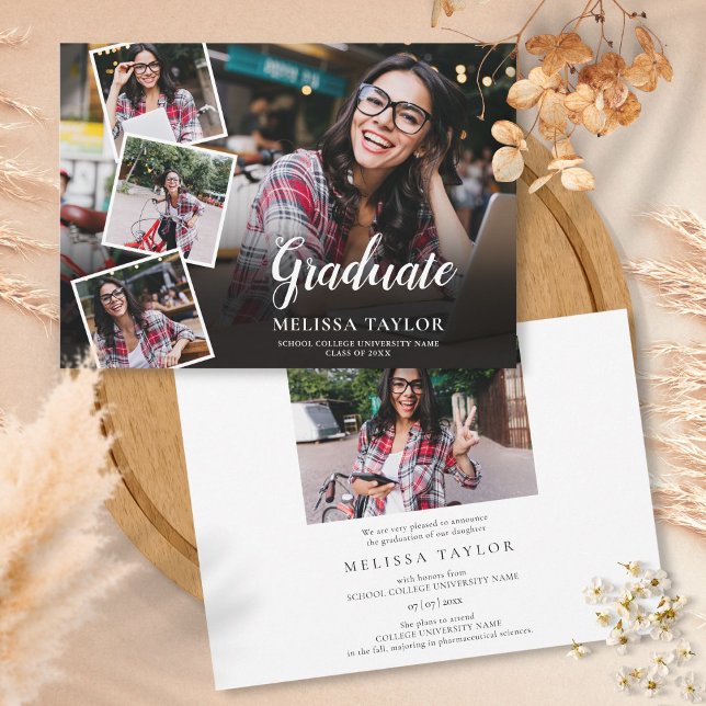 Graduate Modern Photo Collage Graduation Announcement (Creator Uploaded)