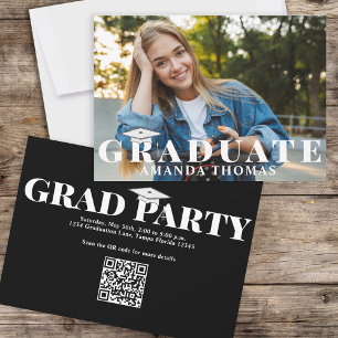Graduate Modern Photo Simple Typography Black Invitation