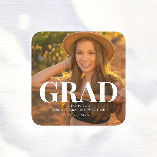 Graduate Modern Photo Square Sticker