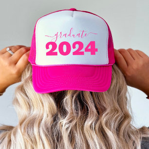 Graduate Modern Pink Class Of 2024 Graduation Trucker Hat