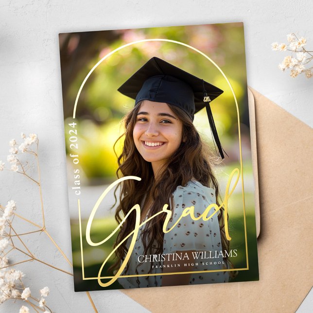 Graduate Modern Simple Elegant Photo Graduation (Modern Simple Elegant Photo Graduation Foil Invitation)