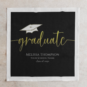 Graduate Modern Simple Gold Graduation Cap Napkin