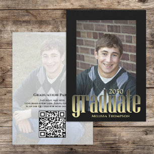 Graduate Modern Simple Gold Stylish Typography Invitation