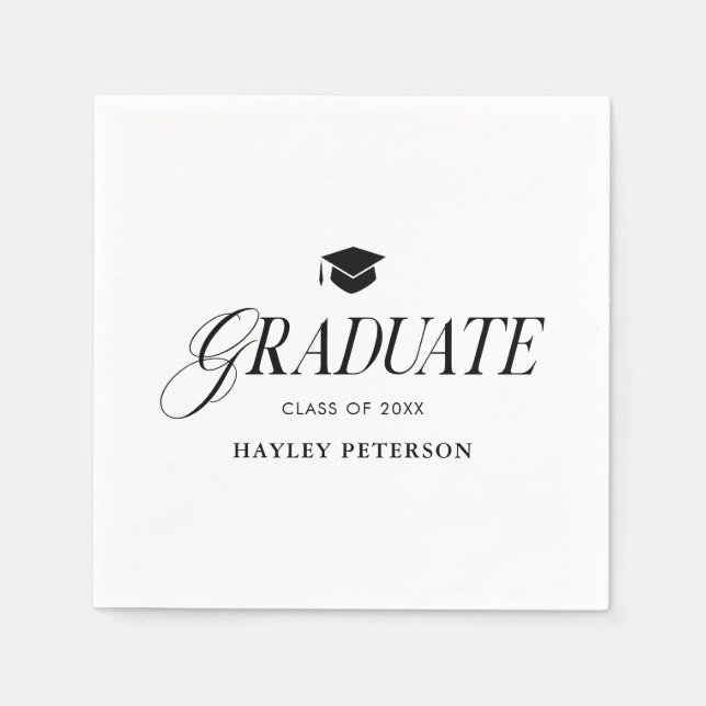 Graduate Modern Simple Graduation Party Napkin (Front)